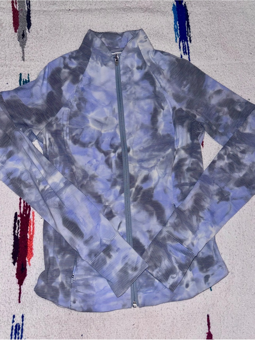Athleta Blue Gray Tie-Dye Zip-Up Jacket | XS | Like New!!